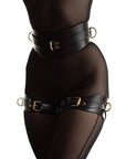 Anoeses leather bdsm belt and thigh cuffs