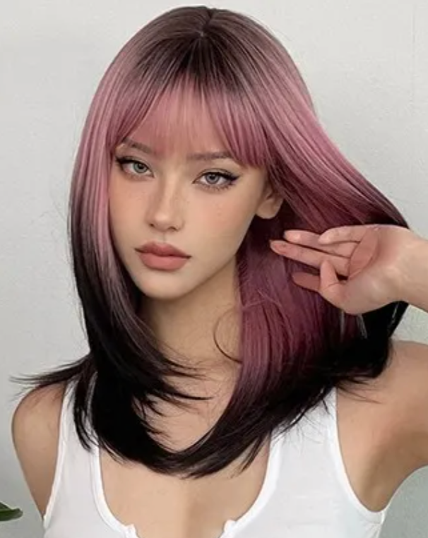 Short Pink Ombre Wig
